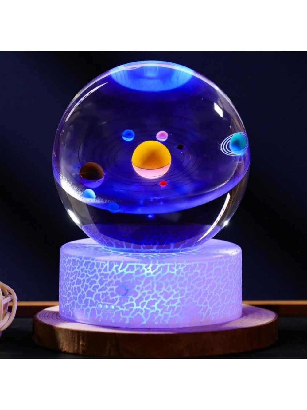 Colorful 80mm Crystal Ball 3D Collectible Solar System Figurine - Unique Decor